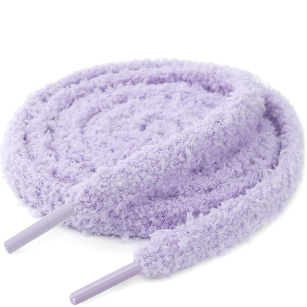 Light Purple Fuzzy Chenille Shoelaces Thick Plush Chunky Shoe Laces 55"